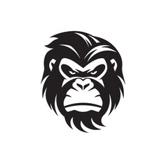 Gorilla in cartoon, doodle style. 2d vector illustration in logo, icon style. Black and white