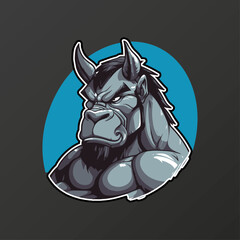 Angry Muscle Donkey Mascot vector Illustration