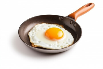 Fried eggs in a pan on a white background