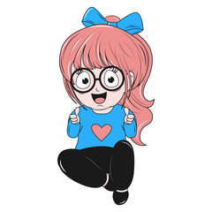 cute little girl cartoon illustration