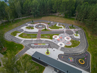 Aerial view of the children's traffic park in Tampere, Finland