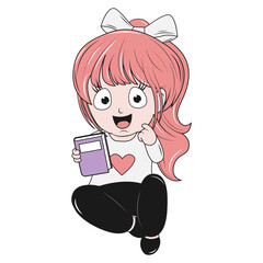 cute little girl cartoon illustration