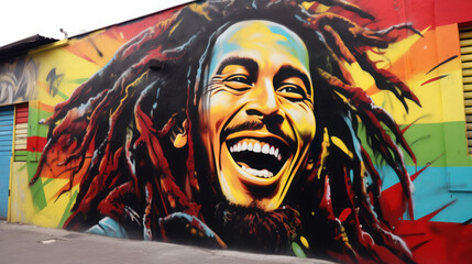 portrait man reggae cheerful the street art style