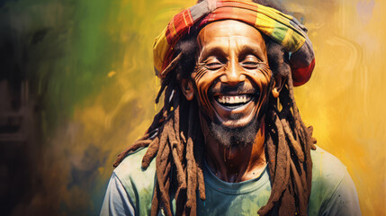 portrait man reggae cheerful the street art style - obrazy, fototapety, plakaty