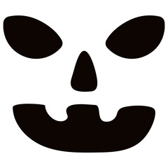 Cute spooky jack o lantern face hand drawn Halloween illustration. Cartoon style flat design, isolated vector. Kids seasonal print, pumpkin carving, autumn holiday, party decoration, decor element