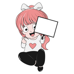 cute little girl cartoon illustration