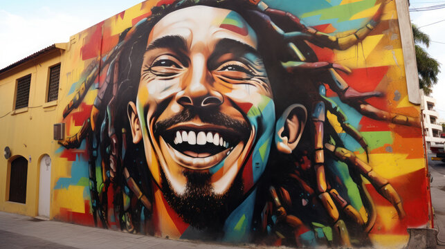 portrait man reggae cheerful the street art style
