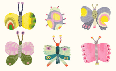 Butterfly and insect. watercolor vector illustration. animal wildlife.	