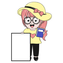 cute little girl cartoon illustration