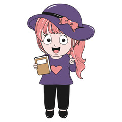 cute little girl cartoon illustration