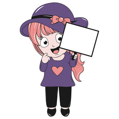 cute little girl cartoon illustration