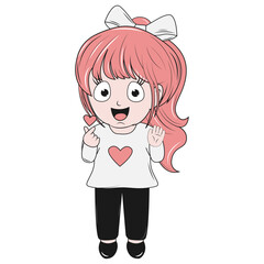cute little girl cartoon illustration