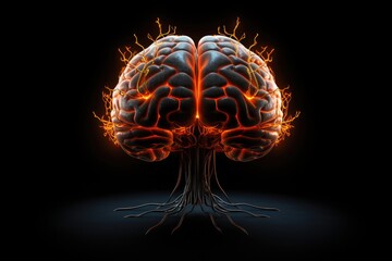 a digitally rendered human brain - obrazy, fototapety, plakaty