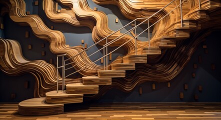 unusual wooden steps with blocks