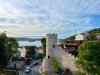 Fototapeta na wymiar fantasy fairy tale fortress with towers istanbul