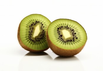 Fototapeta premium Ripe whole kiwi fruit and half kiwi