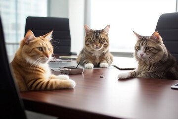 Business cat  meeting working in the office.