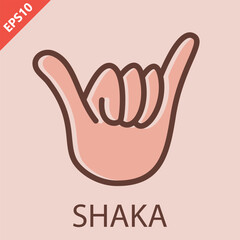 shaka hand gesture sign icon aloha design vector flat isolated illustration © ratna