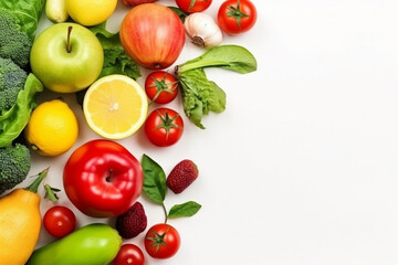 Healthy vegetables with on white background.