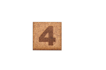 Number In Square Wooden Tiles - On White Background