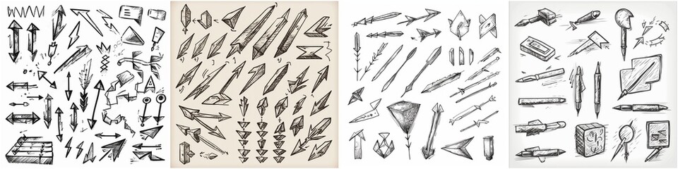 Set of vector hand drawn arrow icons for business plan and education. Ideal for adding a unique...