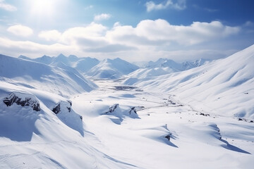 Fototapeta na wymiar White snowy mountain landscape.
