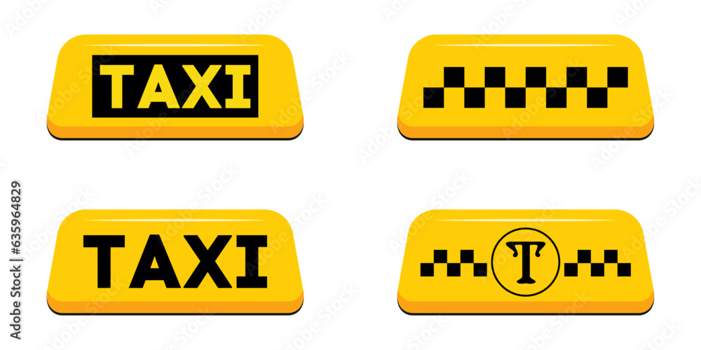 Poster checker taxi set. vector checkers on the roof of a taxi. a selection of checkers for a taxi, illustr