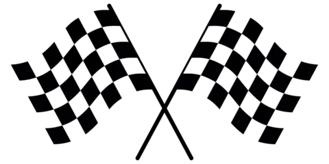 Photo sur Plexiglas F1 Two crossed racing flags. Formula 1 championship, isolated flags. Checkered simple flags. Vector illustration of two sport racing flags.