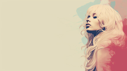 portrait of woman with long hair with space for text