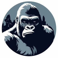 Gorilla in cartoon, doodle style. 2d vector illustration in logo, icon style. 