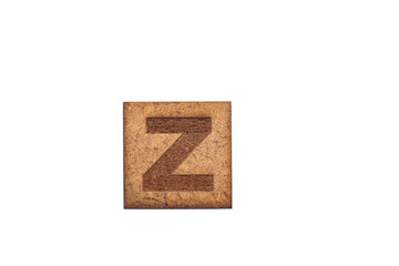 Capital Letter In Square Wooden Tiles - On White Background