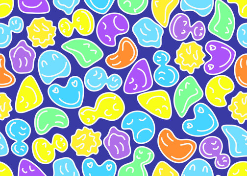 Cute emoji designs Seamless pattern. Emoticon background.