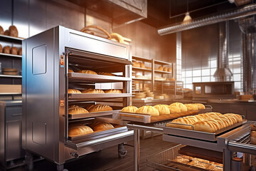 freshly baked bread in the oven