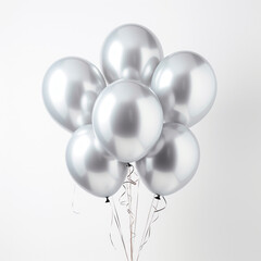 shiny silver balloons set, party celebration, luxury item