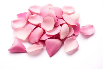Fototapeta premium Rose petals on isolated white background.