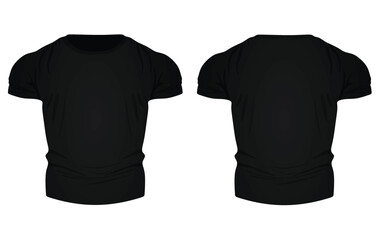 Black   u neck t shirt. vector illustration