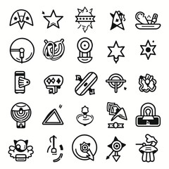 Promotion of web icons inline style. SEO, megaphone, promoters, social media, growth, collection. Vector silhouettes illustration.