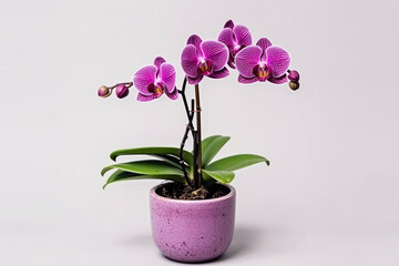 Naklejka na ściany i meble Orchid on pot isolate on white background.