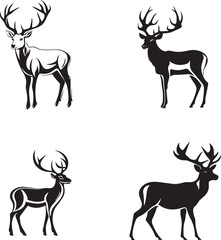 Naklejka na ściany i meble set of deer silhouettes illustration vector design