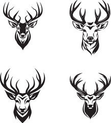 deer head logo face and head illustration silhoutte black minimal design