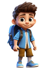Cartoon Boy Going to School