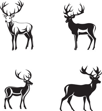 set of deer silhouettes illustration vector design