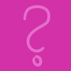 Light pink question mark on dark pink background