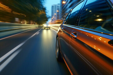 Motion blur of car  on road.