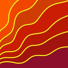 Abstract wavy red background with yellow lines