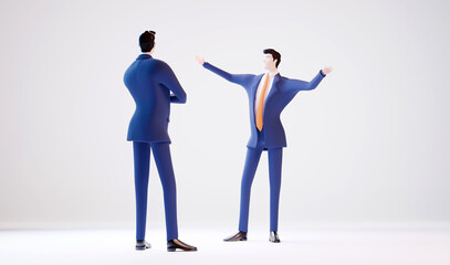 Business people talking in office. 3D rendering illustration