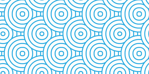 Fototapeta premium Seamless pattern with circles and Abstract blue pattern with circles with Seamless overloping clothinge and fabric pattern with waves. abstract pattern with waves and blue geomatices retro background.