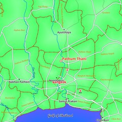 Map of Pathum Thani City in Thailand