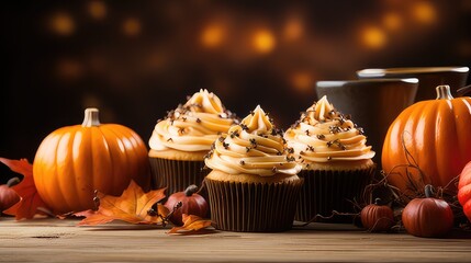 Autumn Deserts Background on Wood 