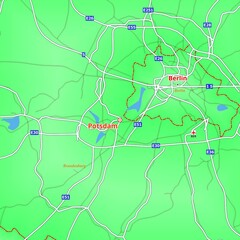 Map of Potsdam City in Germany